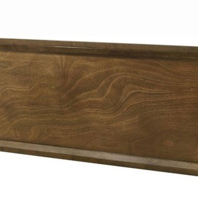 Rouk Twin Size Bed w Panel Headboard, Walnut Brown Okume Veneer