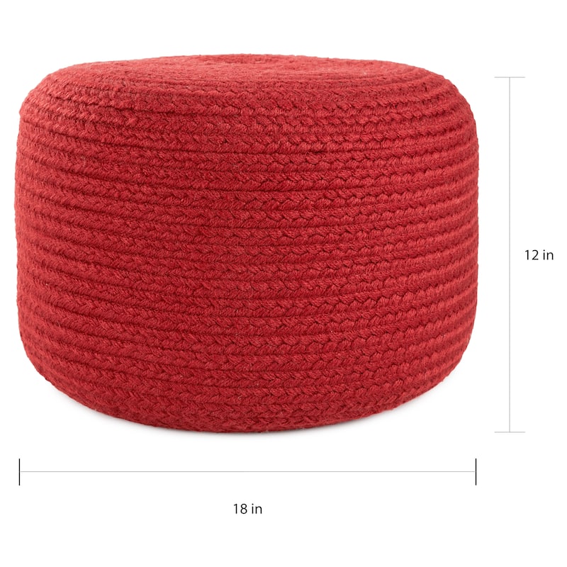 Jaipur Living Saba Solar Round Indoor/Outdoor Polyester Pouf Ottoman/Foot Stool - 18"X18"X12"