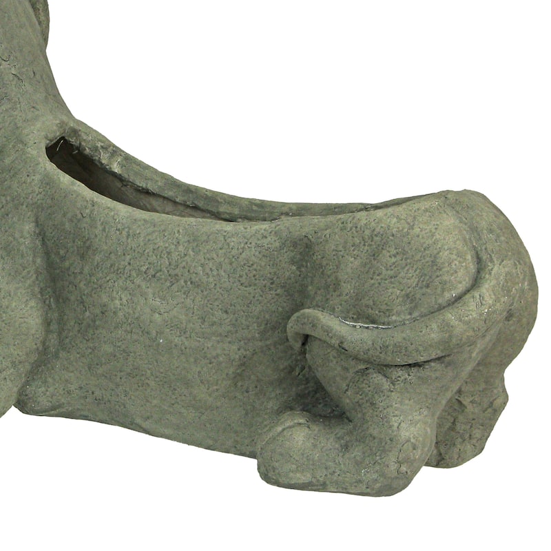 Zeckos Grey Stone Finish Dachshund Dog Indoor Outdoor Planter - 11.25 X 20 X 6 inches
