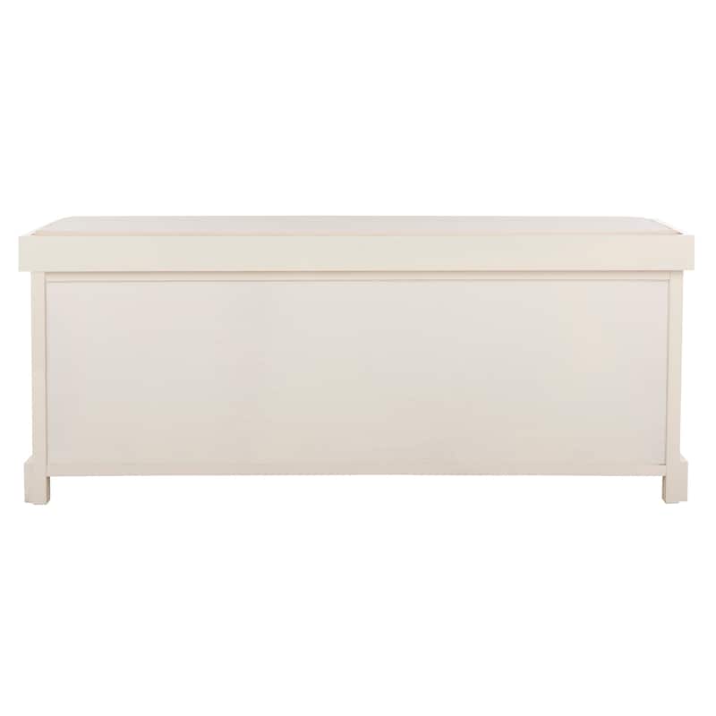 SAFAVIEH Lonan White 3-drawer Wicker Storage Bench - 47" W x 16.1" L x 19.9" H
