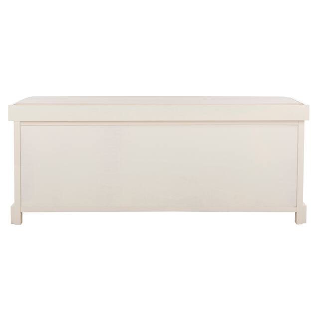 SAFAVIEH Lonan White 3-drawer Wicker Storage Bench - 47" W x 16.1" L x 19.9" H