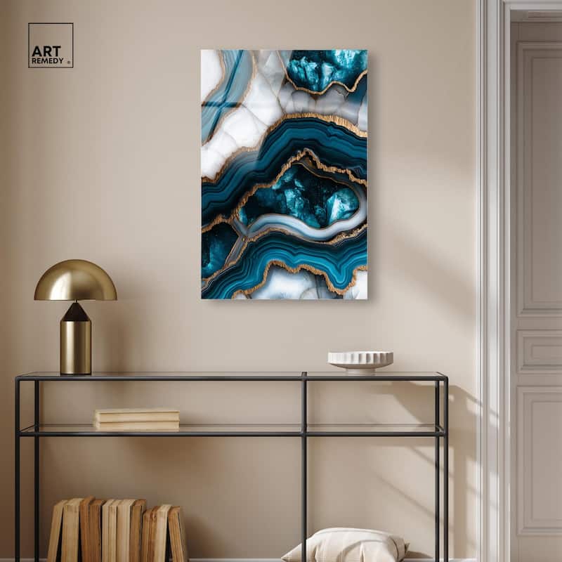 Teal Tectonic III Acrylic by Art Remedy, Ready to Hang