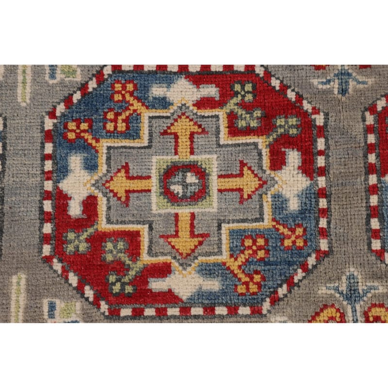 All-Over Gray Kazak Oriental Area Rug Handmade Bedroom Wool Carpet - 6'5" x 9'10"