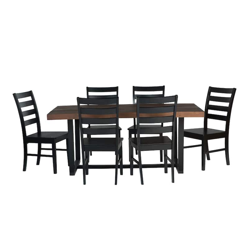 Middlebrook Solid Wood 7-Piece Dining Set with Ladder Back Chairs