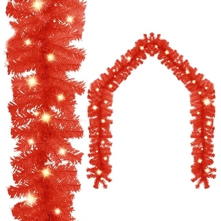 vidaXL Christmas Garland with LED Lights 16 ft Red - 197"