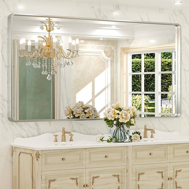 TETOTE Modern Metal Frame Wall Mounted Hanging Bathroom Vanity Mirror