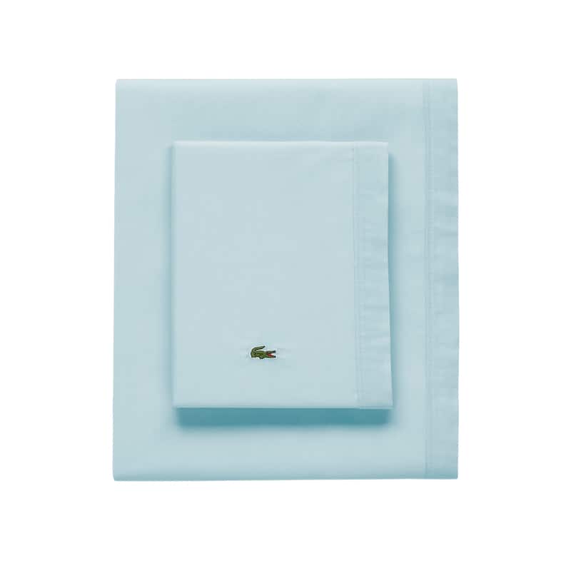 Lacoste Percale Cotton Solid Sheet Set - Full - Pale Aqua