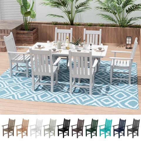 Laguna 7-Piece Rectangular Poly Eco-Friendly All Weather Outdoor Dining Set with Armchairs