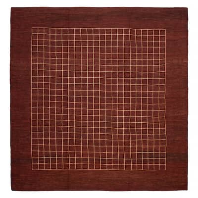 ECARPETGALLERY Flat-Weave Lahor Finest Burgundy Wool Tapestry Kilim - 13'2 x 13'4