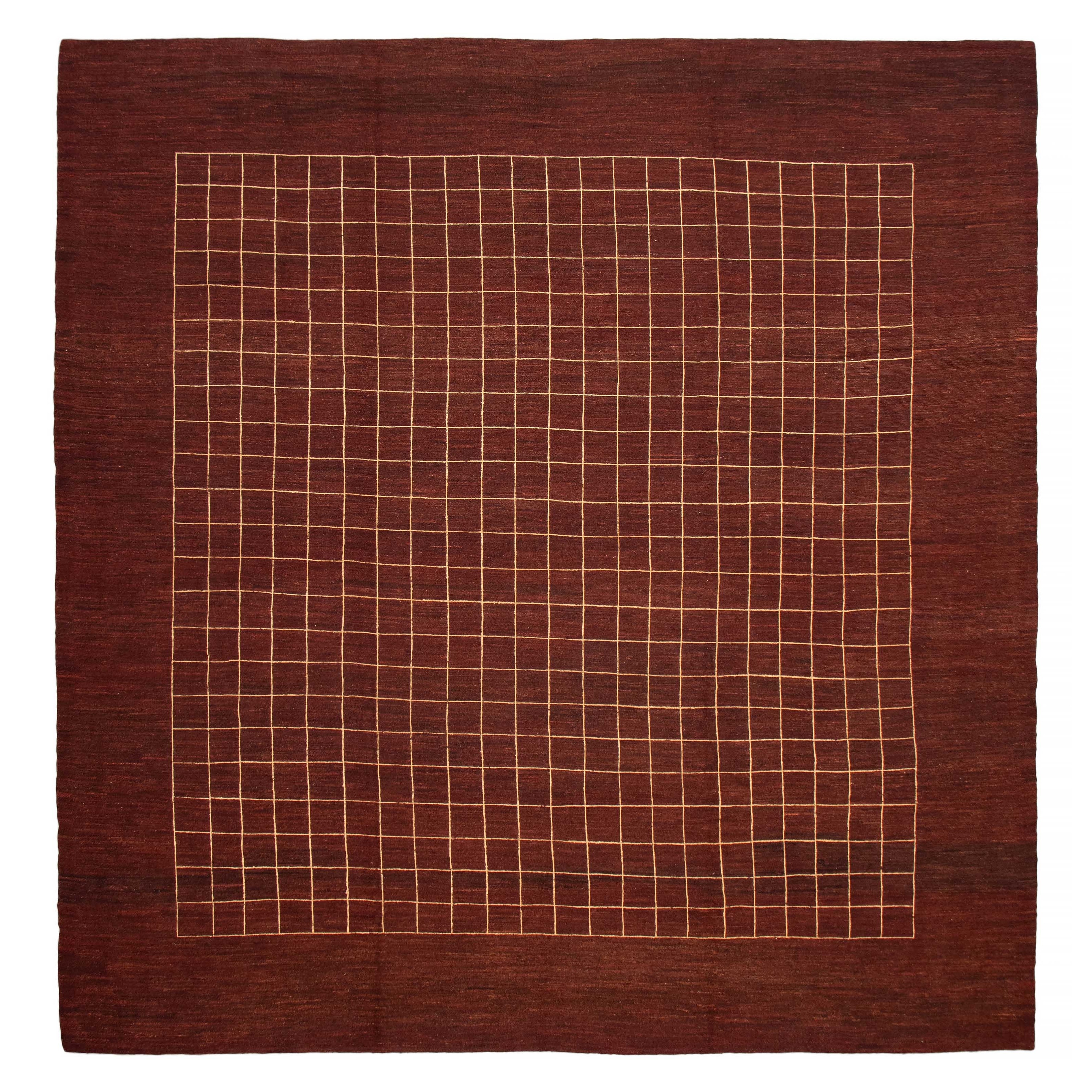 ECARPETGALLERY Flat-Weave Lahor Finest Burgundy Wool Tapestry Kilim - 13'2 x 13'4