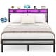 preview thumbnail 92 of 94, Farmhouse Wood Platform Bed Frame with Charged Station and LED Lights