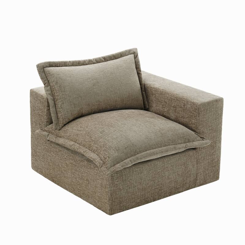 Chenille L-Shaped Modular Sectional Sofa Comfy Cloud Couch For Living Room