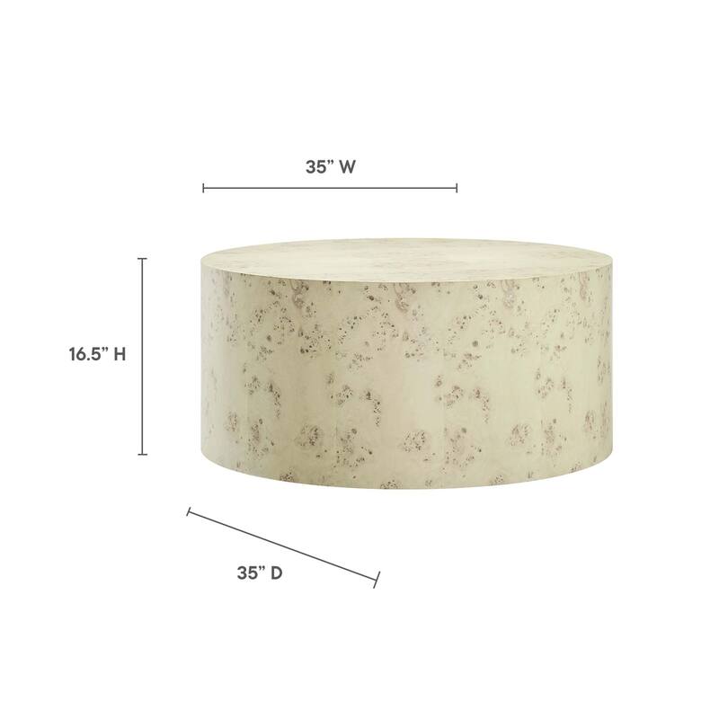 Cosmos 35" Round Burl Wood Coffee Table - N/A