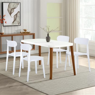HomeRoots Set of Four White Heavy Duty Plastic Dining Side Chairs - 20.46 in. x 30.50 in. x 18.89 in.