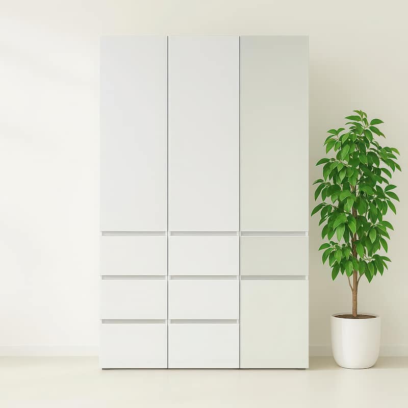 Elise Slim Modular Wood Closet Cabinet with Drawers in White - 15.7"D x 17.72"W x 70.9"H