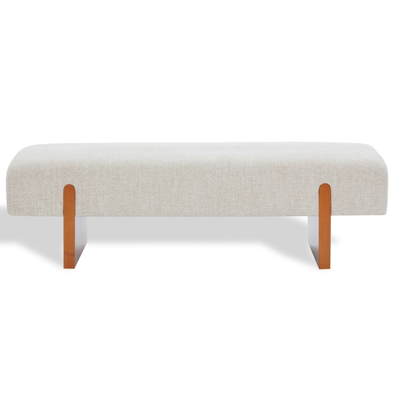 SAFAVIEH Couture Kandiss Mid-Century Modern Bench - 56"W x 18"D x 17"H - Taupe/Brown