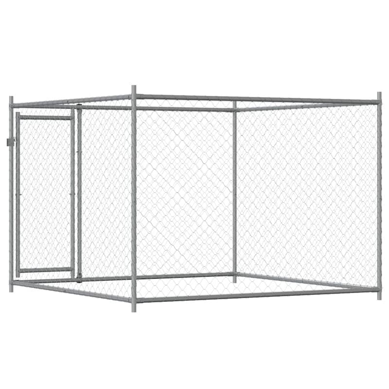 vidaXL Dog Cage Grey Galvanized Steel Durable Dog Cage