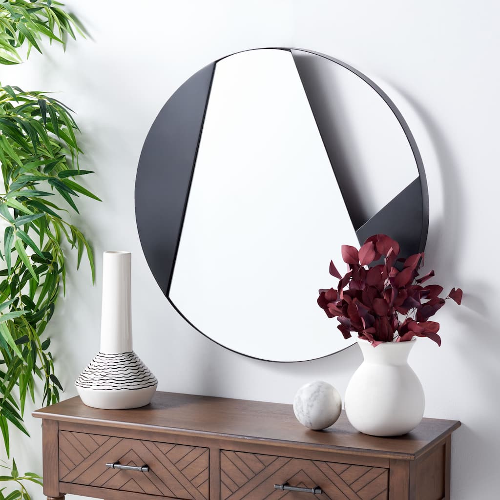 SAFAVIEH Alexus 28-inch Round Matte Black Mirror - 28" W x 1.5" D x 28" H - 28Wx2Dx28H