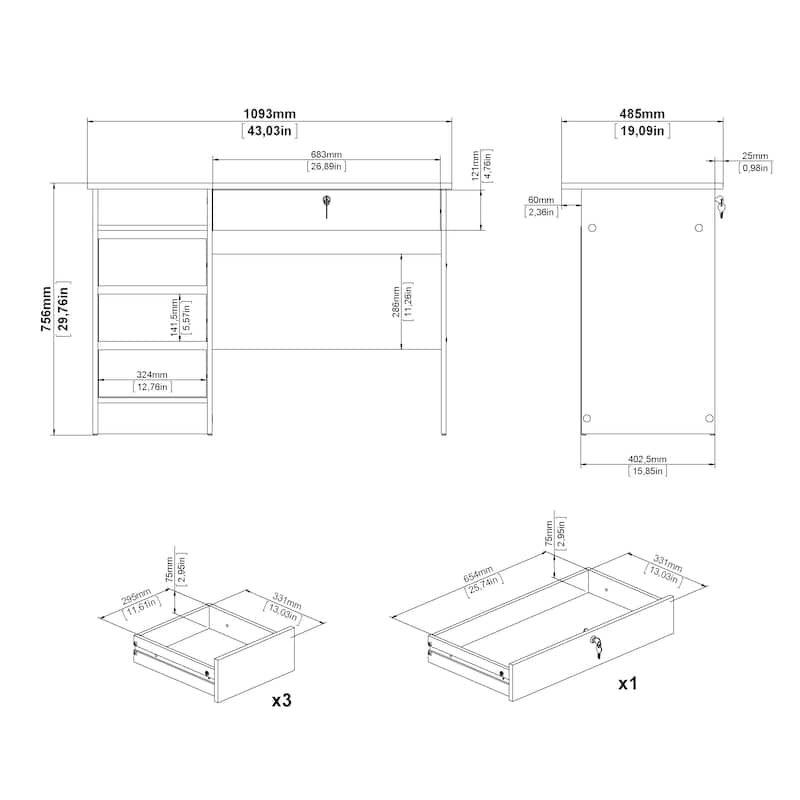 Porch & Den Wescot Home Office Writing Desk with 4 Drawers and Open Shelf