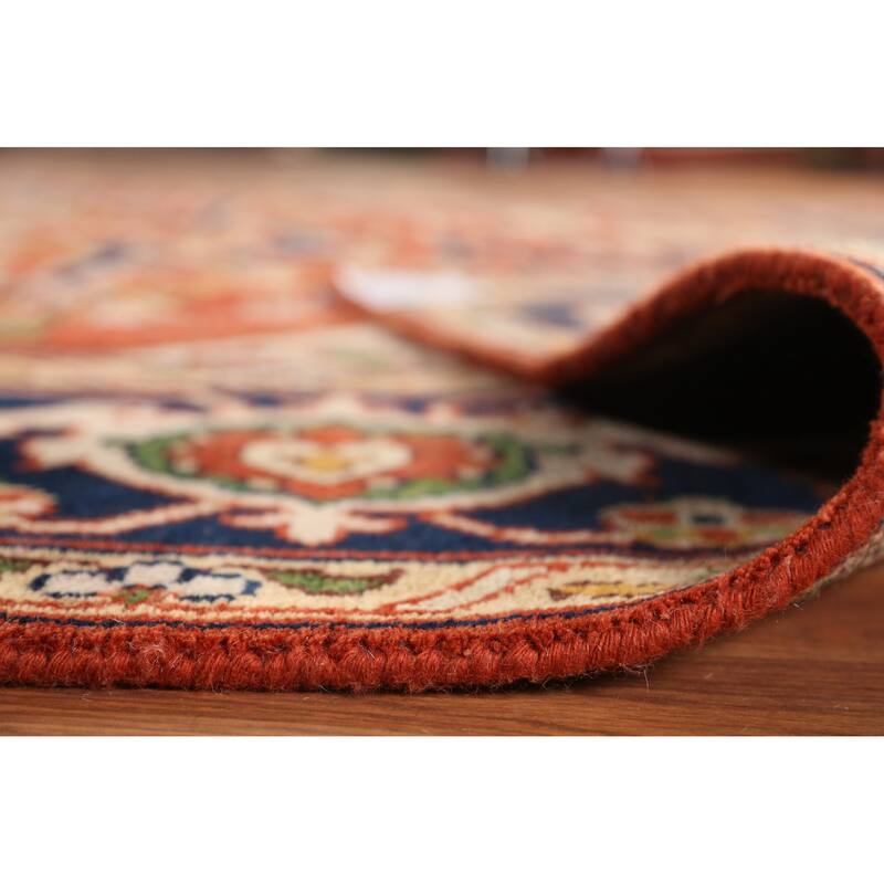 Orange Geometric Heriz Serapi Indian Area Rug Handmade Wool Carpet - 9'1" x 11'8"