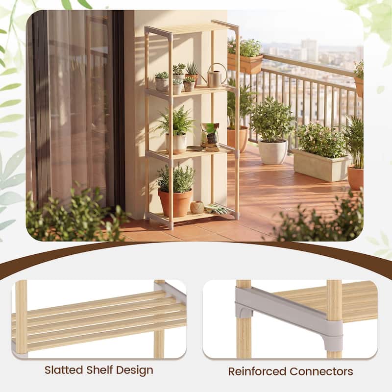 Gymax 2PCS 4-Tier Bookshelf w/Open Shelves Freestanding Storage