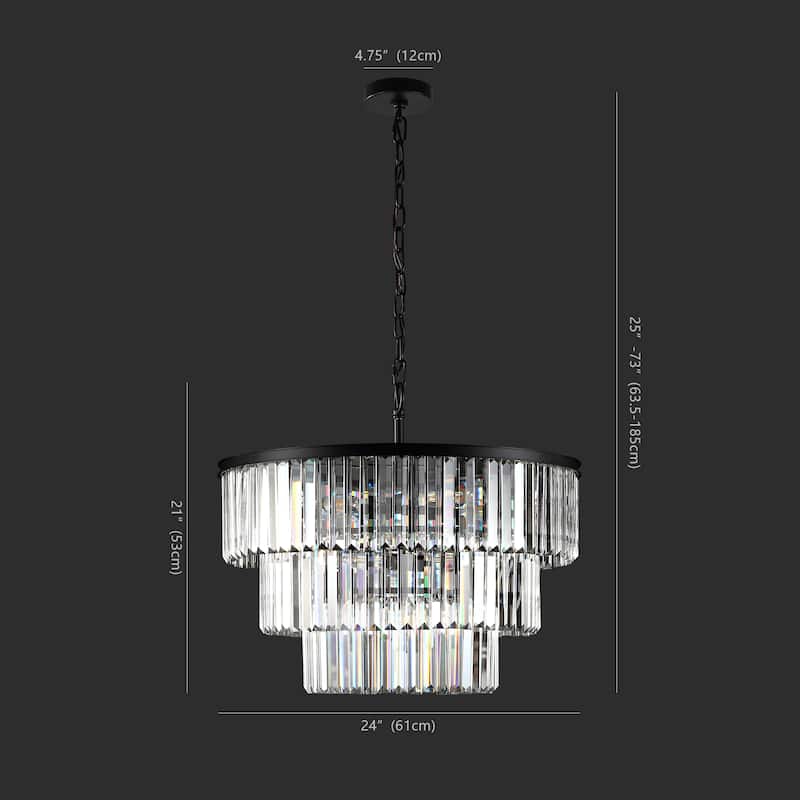 SAFAVIEH Couture Karissa Art Deco 3 Tier Chandelier - 24 IN W x 24 IN D x 21 / 69 IN H