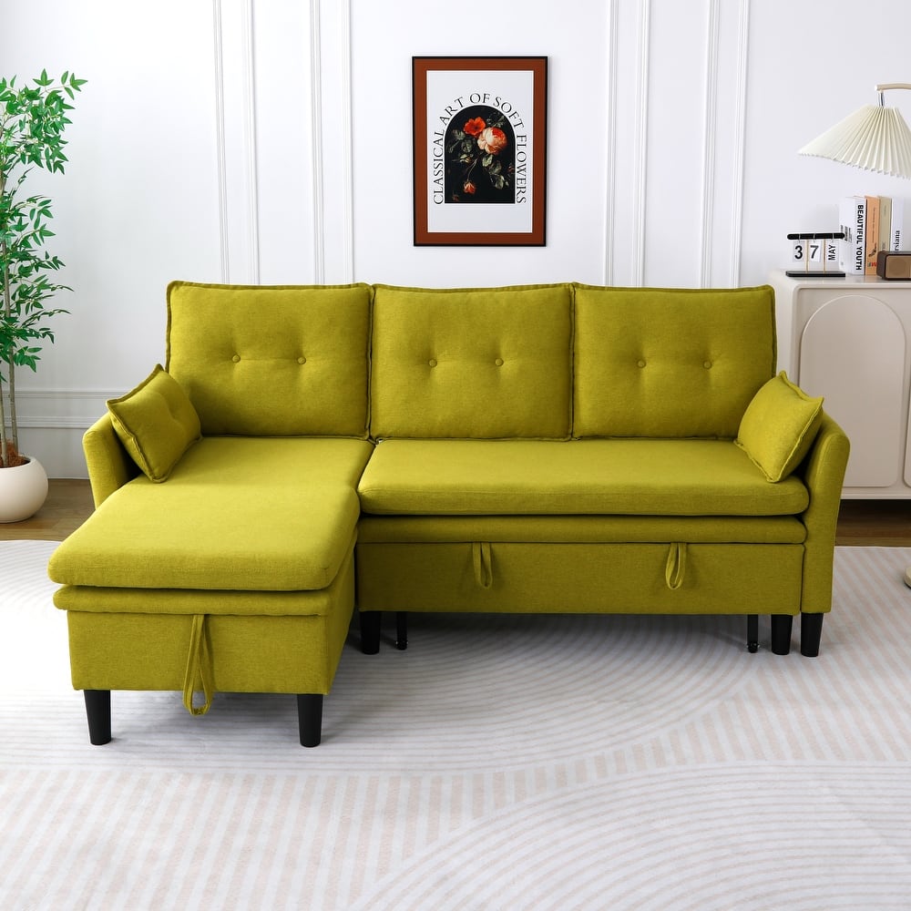 L-shaped Reversible Chaise Sectional Sofa with Storage and Side Pocket