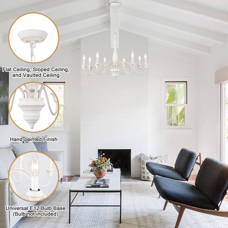 8-Light Vintage Candlestick Hanging Chandelier Lighting for Kitchen Island