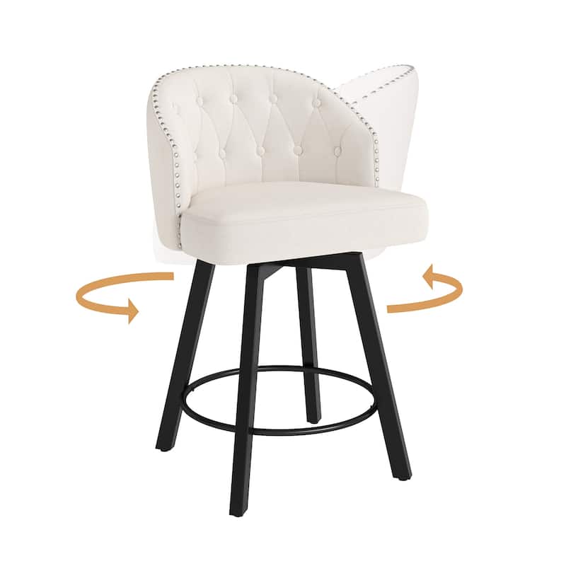 26" Swivel Counter Height Bar Stools Set of 3 Upholstered Counter Stools With Backs - 26" H