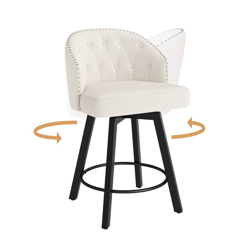LUE BONA 26" Swivel Counter Height Swivel Bar Stools Set of 4 Upholstered Counter Stools - 26" H