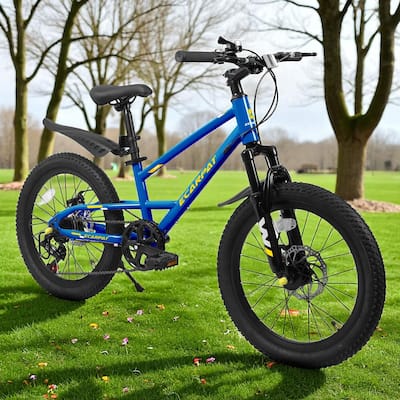 20 Inch Kids Mountain Bike with Front Suspension, 7-Speed, Steel Frame, Boys & Girls Ages 6-12
