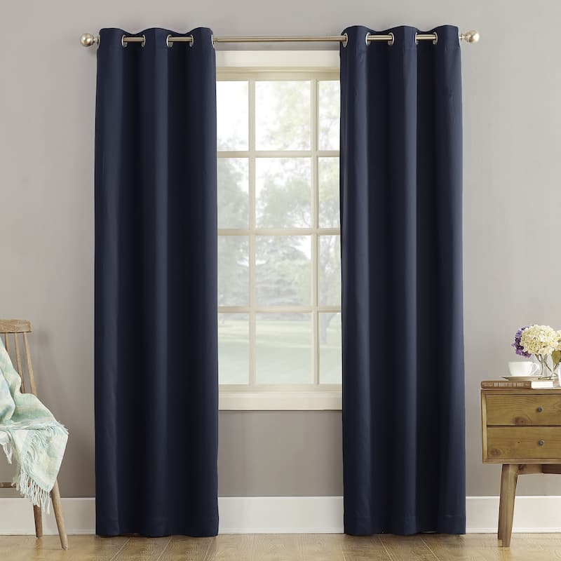 Sun Zero Talisha Grommet Room Darkening Window Curtain Panel - 40 x 84 - Navy