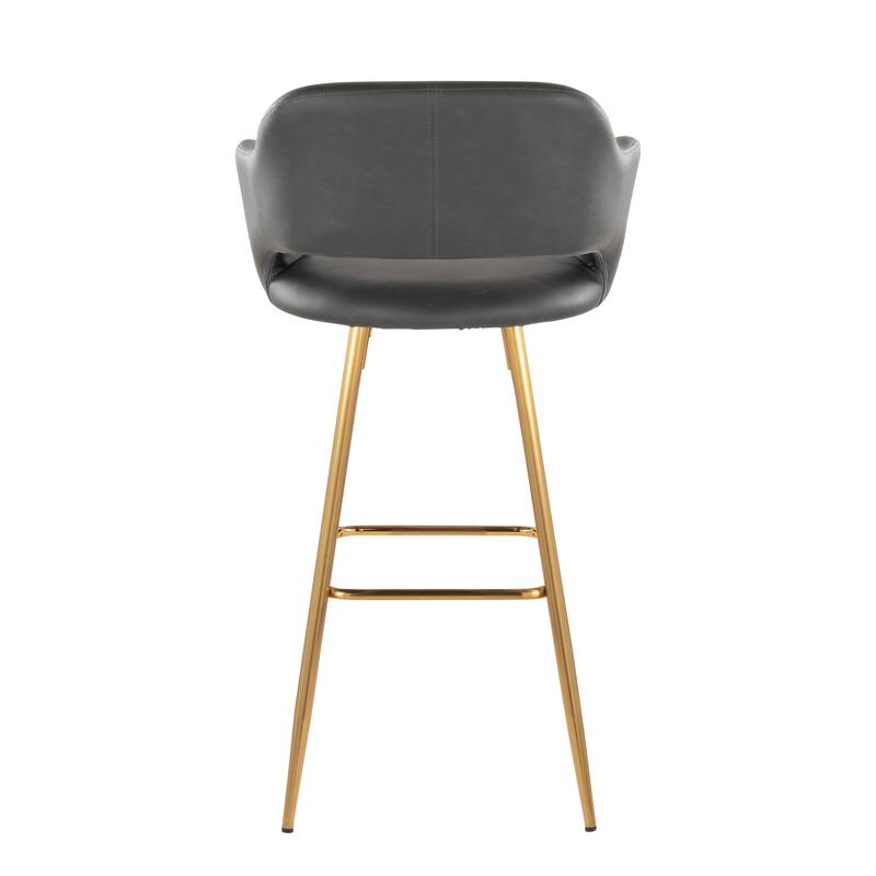 Porch & Den Vallen 30" Fixed-Height Faux Leather Counter Stool with Metal Legs & Square Footrest (Set of 2)