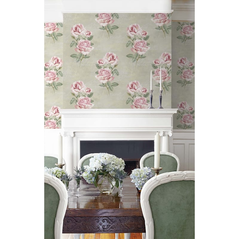 Seabrook Designs Edgewood Floral Script Unpasted Wallpaper - 20.5 in. W x 33 ft. L bolt 56 sq. ft.