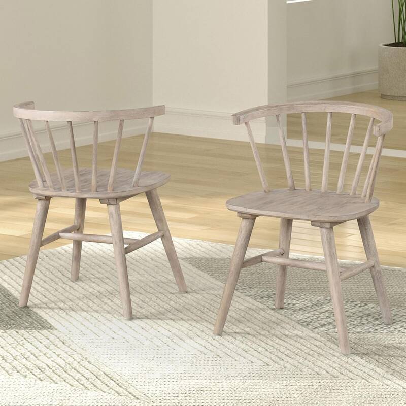 Set of 2 Wooden Dining Chairs with Shaker Legs