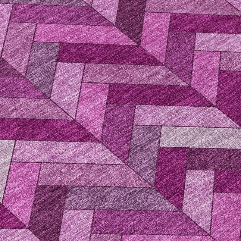 Machine Washable Indoor/ Outdoor Modern Chevron Chantille Rug