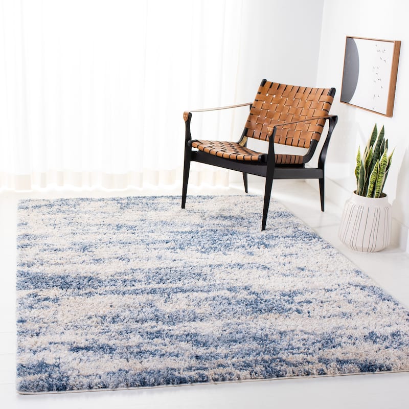 SAFAVIEH Berber Shag Tikvah Modern 1.2-inch Thick Rug - 9' x 12' - Beige/Blue