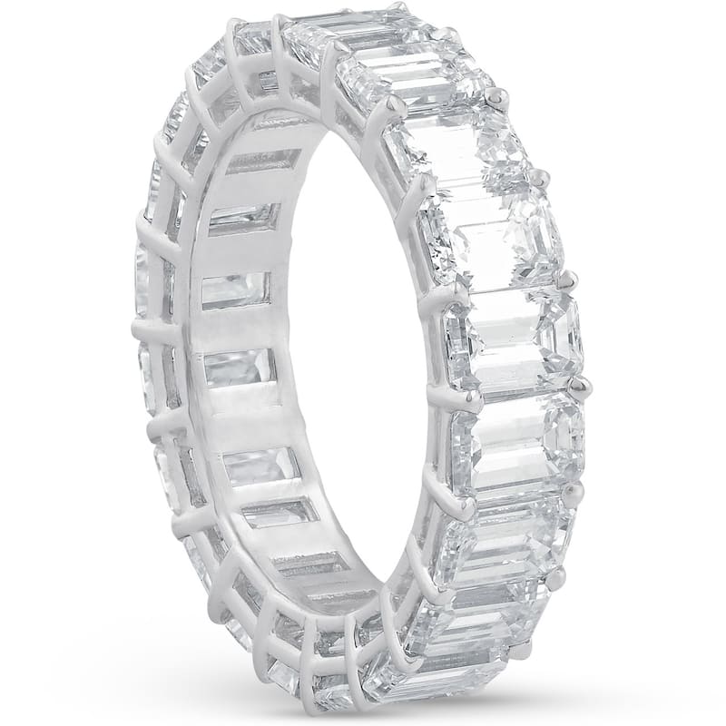 7ct Emerald Cut Diamond Platinum Eternity Wedding Ring Lab Grown