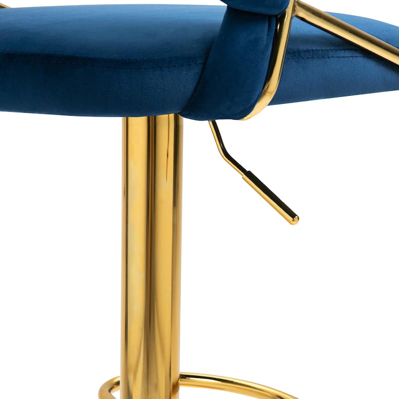 Set of 2 Modern Velvet Adjustable Bar Stools with Backs