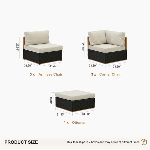 dimension image slide 2 of 10, PURPLE LEAF GLFSF U-Shaped Black sofa with white seat Outdoor Couch for Yard Porch Deck Patio Conversation Sets