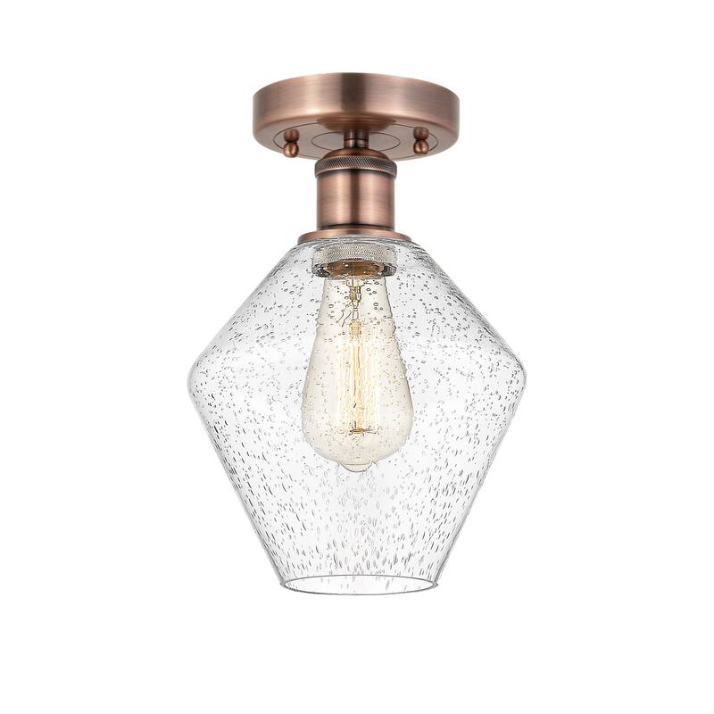 Innovations Lighting Cindyrella - 1 Light 8" Semi-Flush Mount - Antique Copper/Seedy
