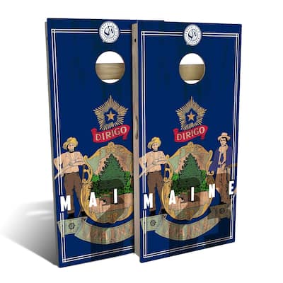Maine State Flag 2 Outdoor Cornhole Board Set