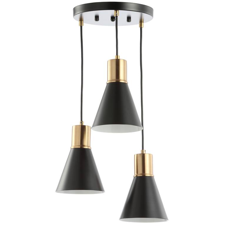 Eldora 15" 3-Light Metal Cluster LED Pendant, Black/Brass Gold by JONATHAN Y
