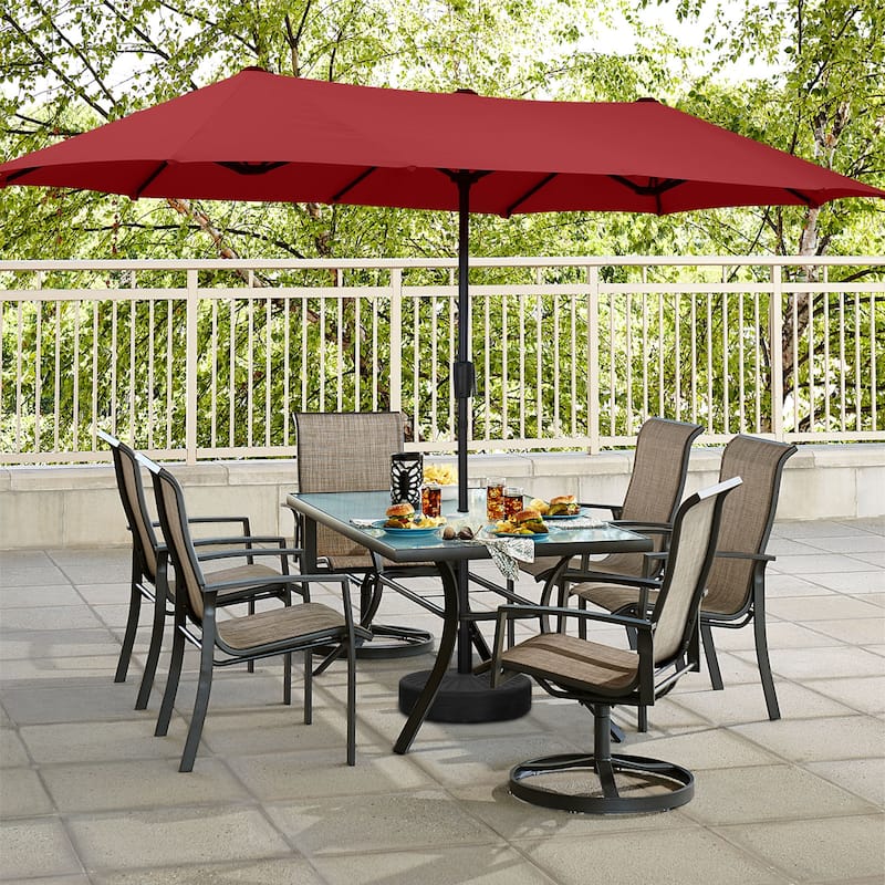 Autlaycil 13 ft Patio Umbrella with Crank For Outdoor Umbrella Base Included - Red