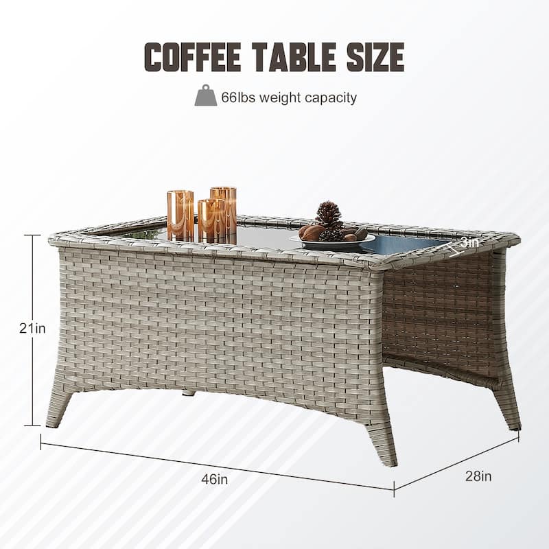 Elegant Wicker Outdoor Coffee Table with Storage
