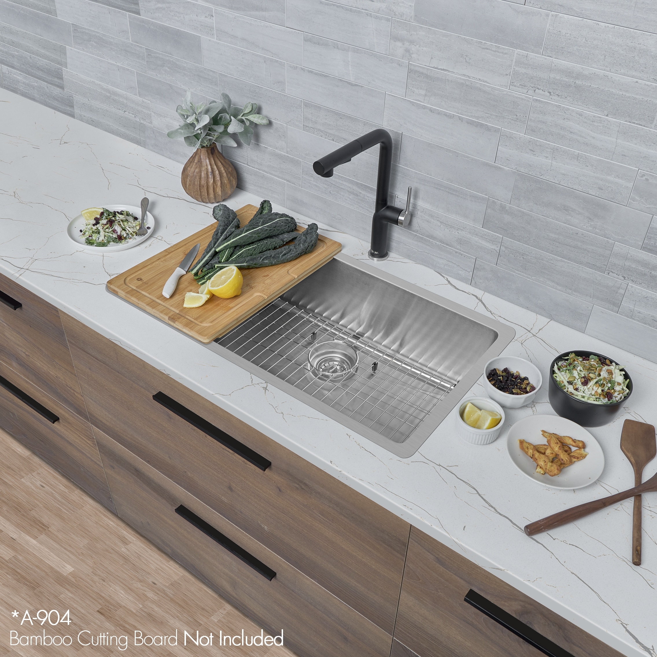 STYLISH 31 inch Stainless Steel 18G Dual Mount Kitchen Sink with Grid - Brushed Stainless Steel - 31" x 18" x 9"