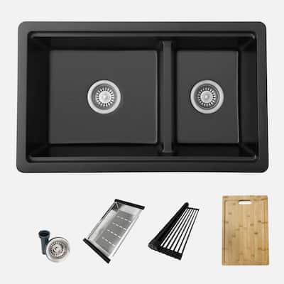 Dual Mount 30" Composite Granite Double-Bowl Kitchen Sink S-831