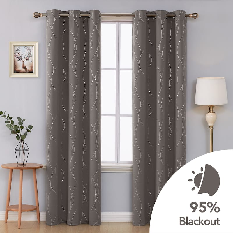 Deconovo Wave Line with Dots 42 Width Curtains Pair(2 Panel) - 42x95 Inch - Taupe