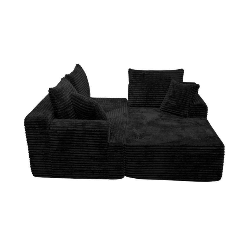 95.2" Modern L-Shaped Corduroy Sectional Sofa, No Assembly Reqired