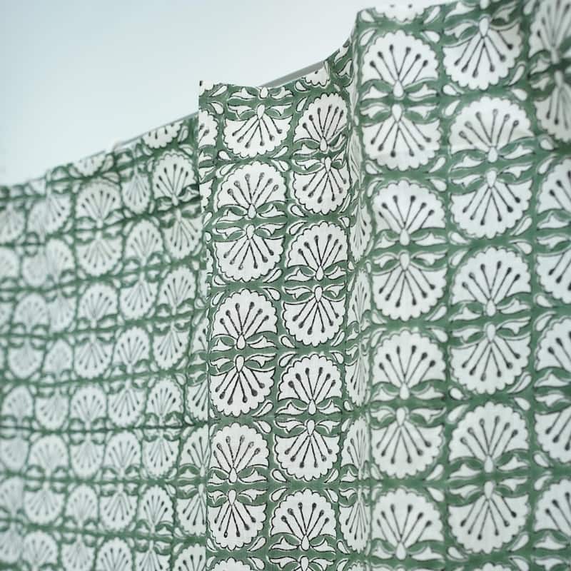 Fabdivine Handmade Block Print Floral Curtain Perfect for Room or Window Décor